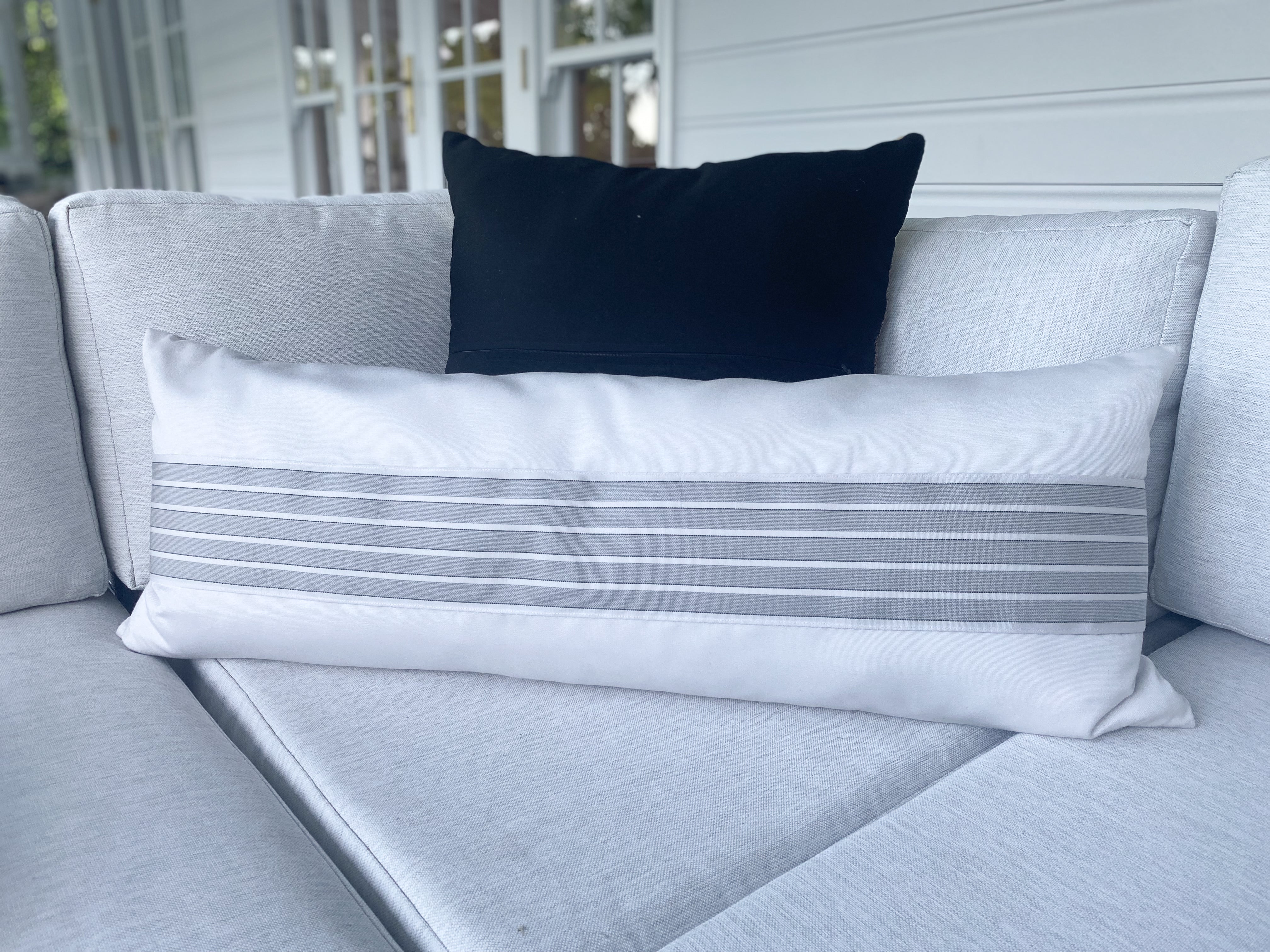 Bandhini - Design House Outdoor Cushion Outdoor Ticking Stripe Long Lumbar Cushion 35 x 90cm