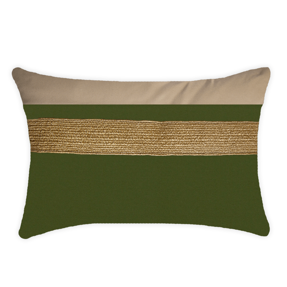 Bandhini Design House Outdoor Green / Cover only Outdoor Nautical Juliet Gold Lumbar Cushion 35 x 53cm