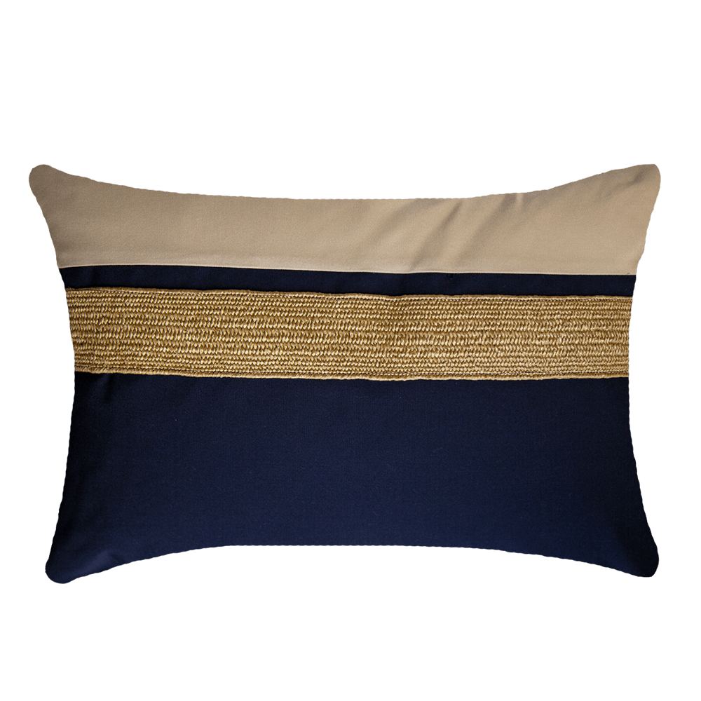 Bandhini Design House Outdoor Navy / Cover only Outdoor Nautical Juliet Gold Lumbar Cushion 35 x 53cm