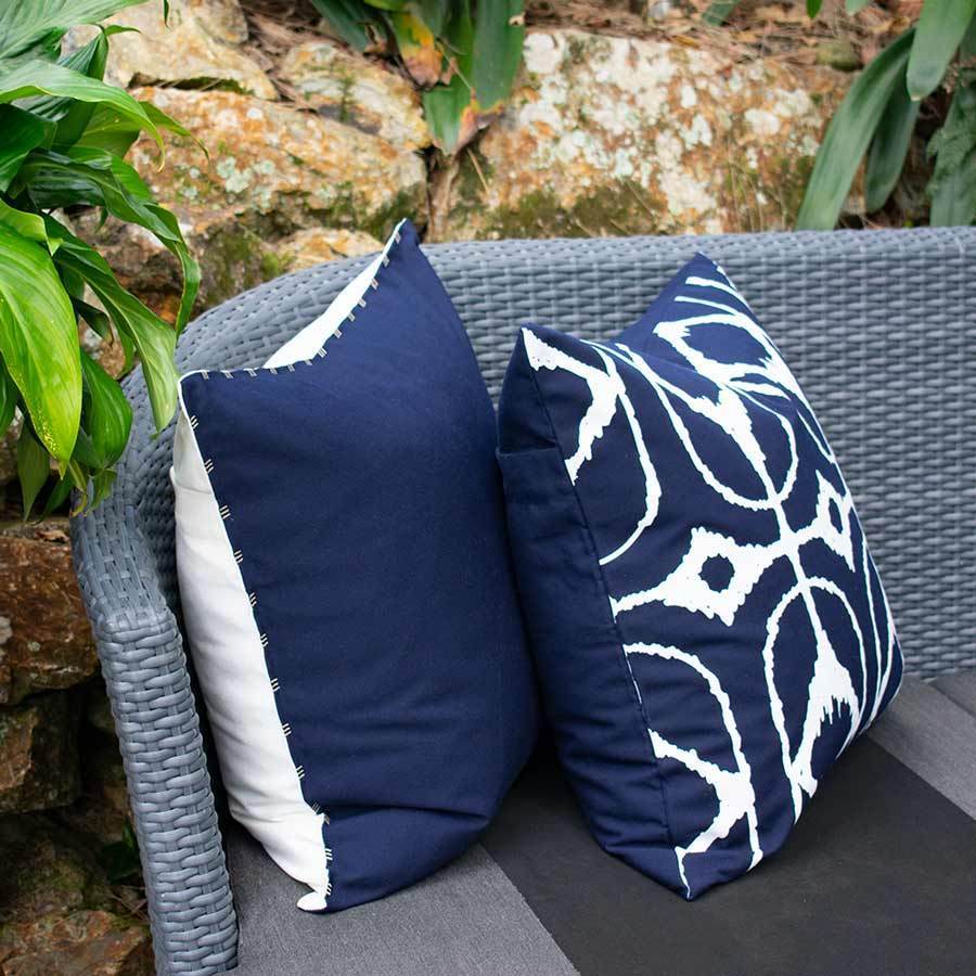 Bandhini Design House Outdoor Outdoor Inner Ikat Diamond Navy Lounge Cushion 55 x 55cm