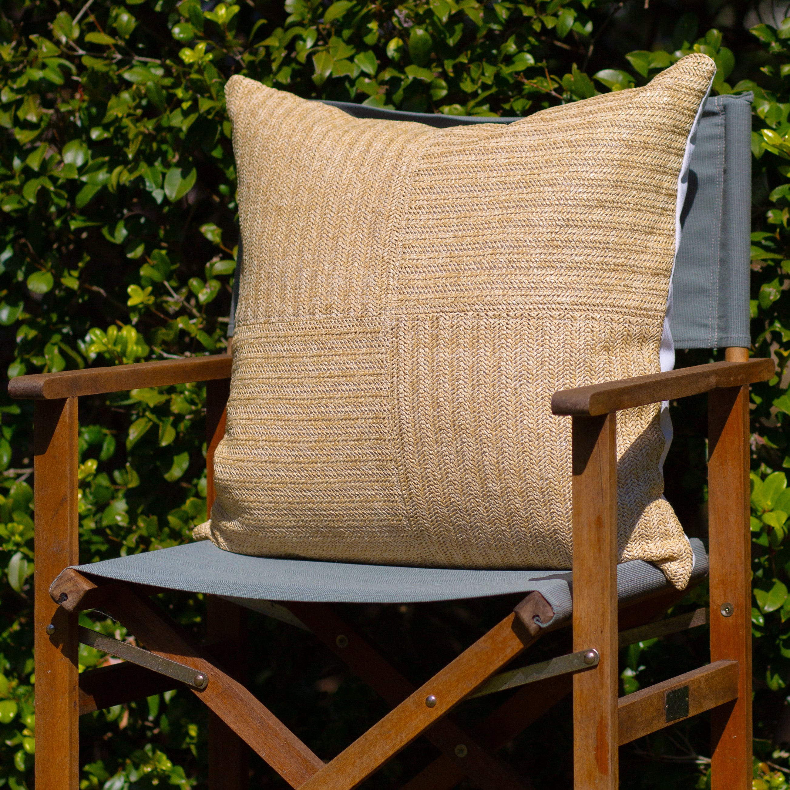 Bandhini Design House Outdoor Raffia Squares Lounge Cushion 55 x 55cm
