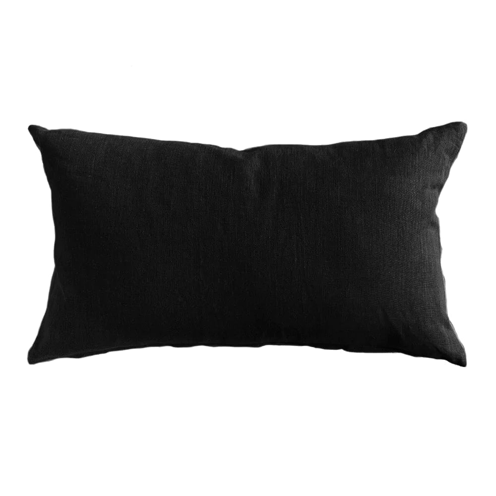 Bandhini Design House Sham Cushion Lumbar 35 x 53cm Linens Plain Black Cushions