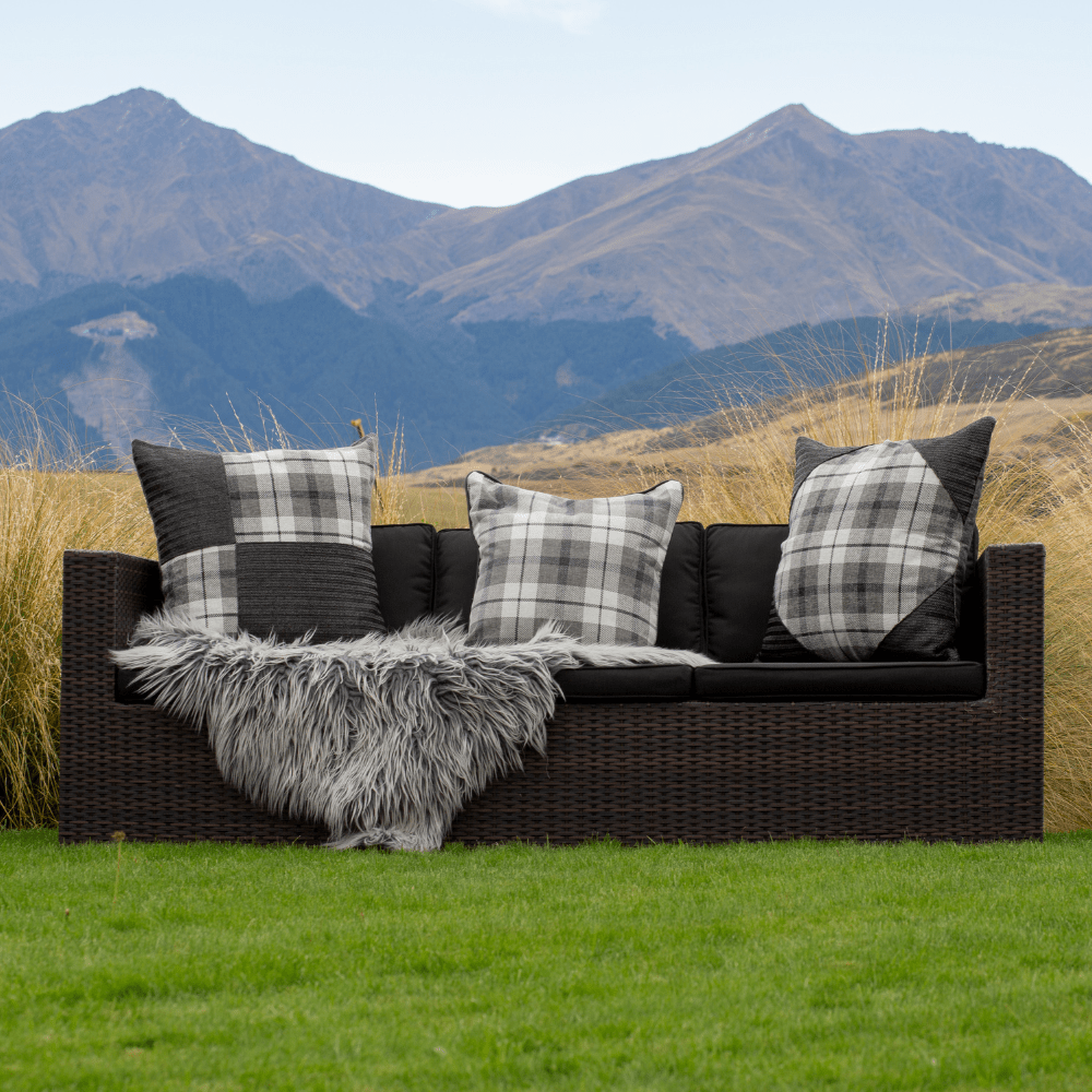 Bandhini Design House Tartan Piped Black Lounge Cushion 55 x 55cm