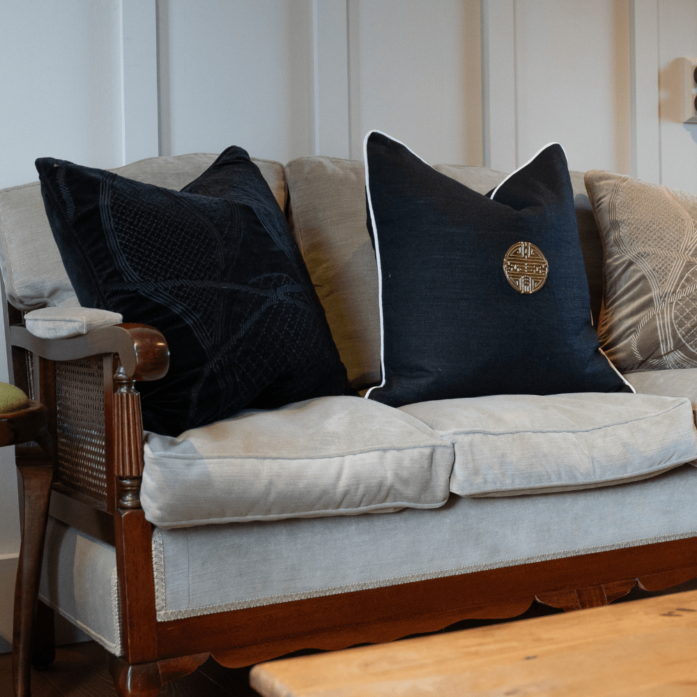 Bandhini Design House Velvet Saddle Black Lounge Cushion 55 x 55cm