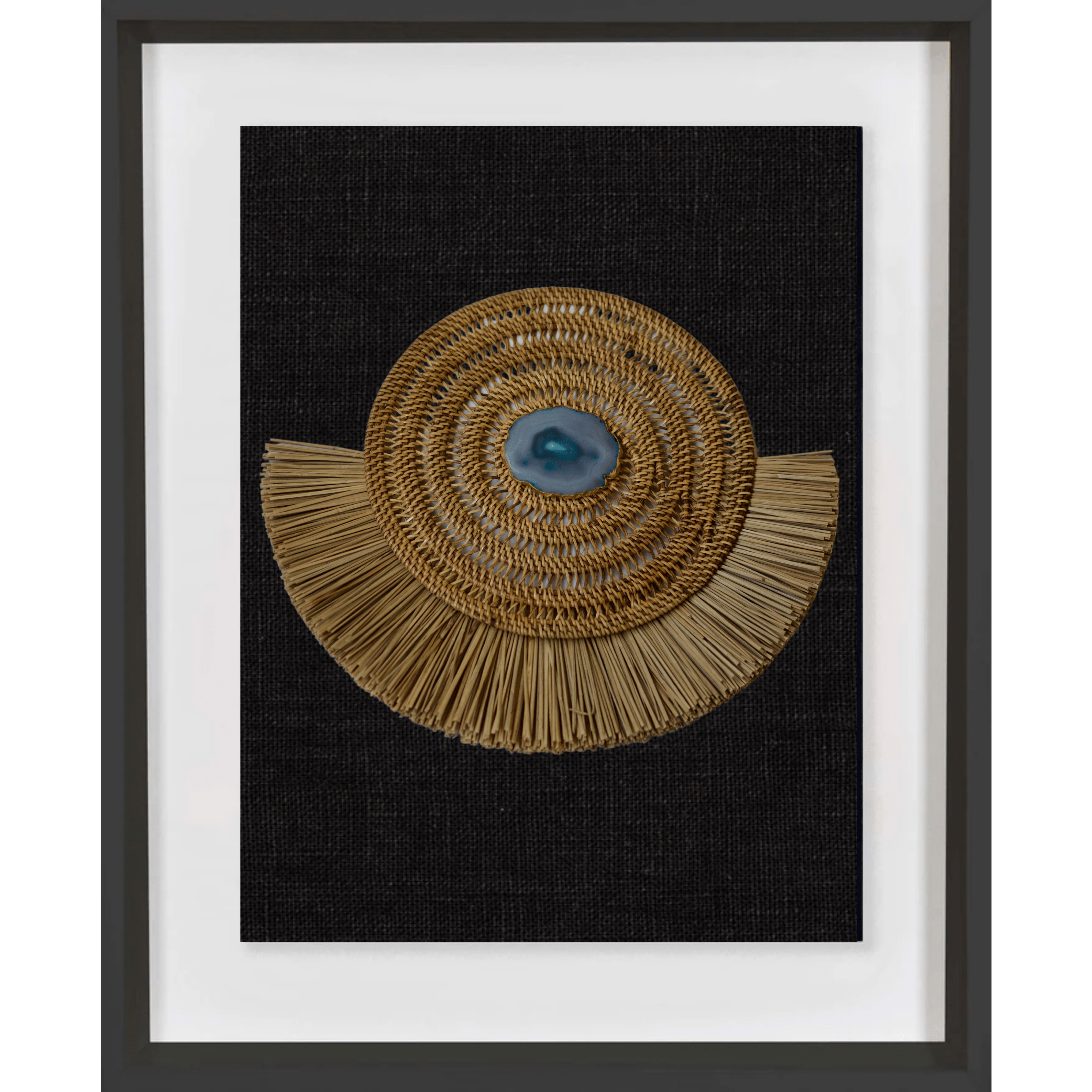 Bandhini Homewear Design Artwork Black / Black Blue Agate Natural Grass Ring Artwork 67 x 85 cm