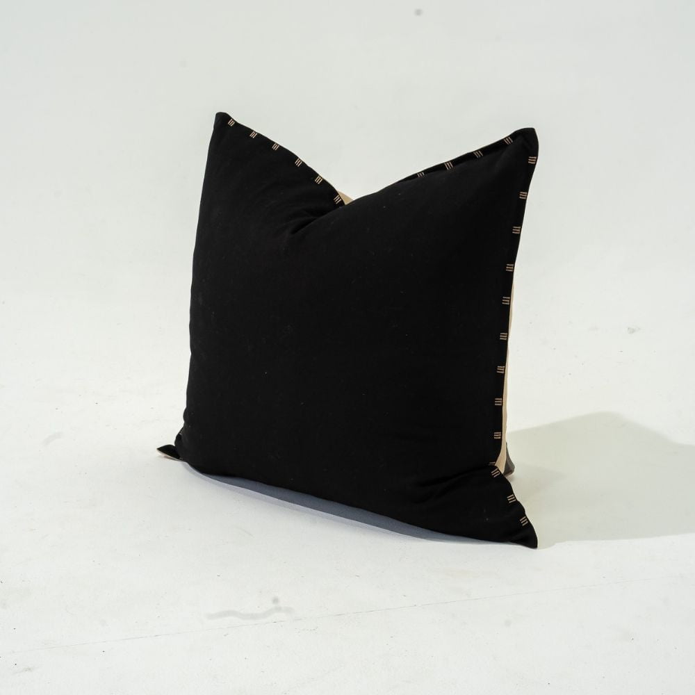 Bandhini Homewear Design Lounge Cushion Cotton Reverse Black & Beige Lounge Cushion 55 x 55cm