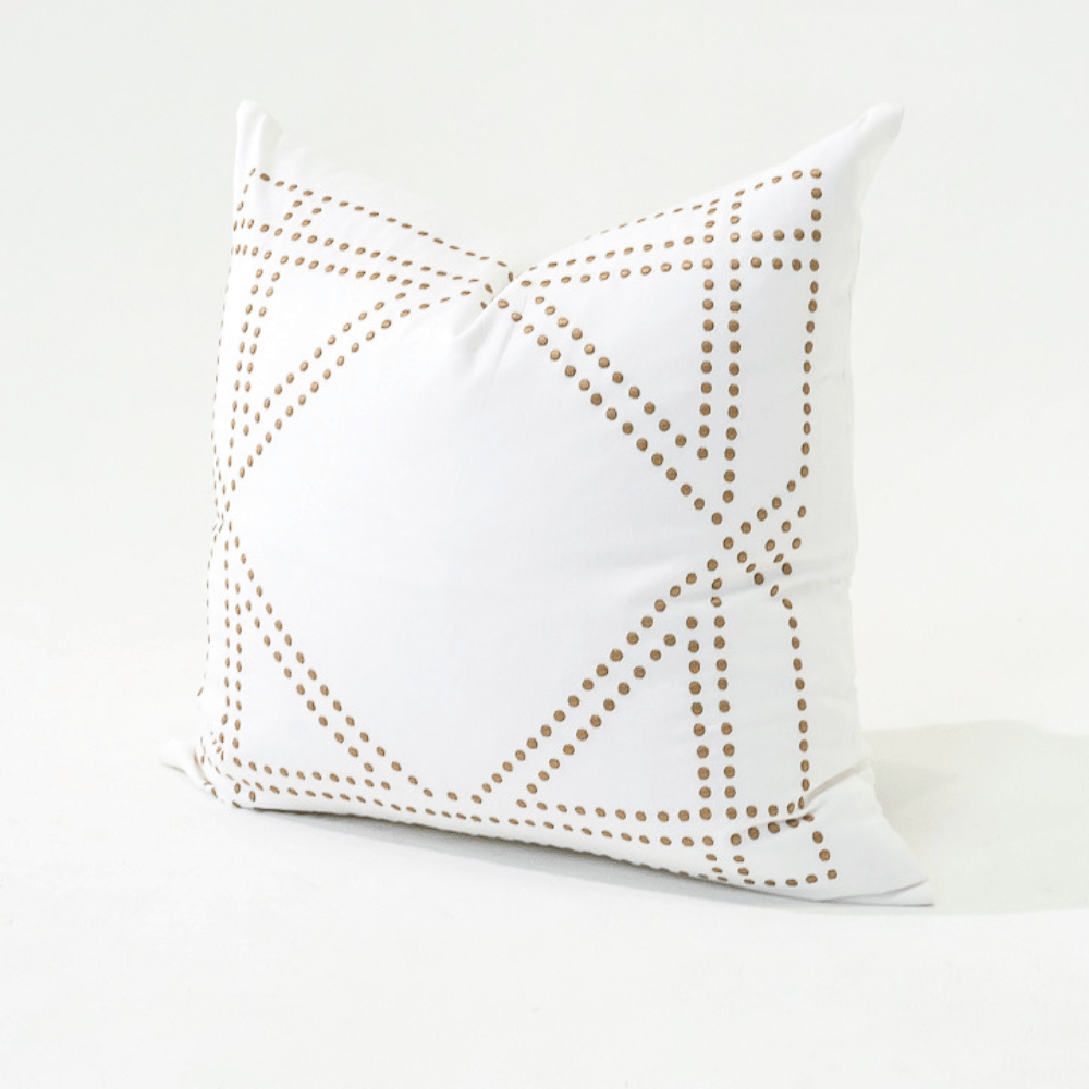 Bandhini Homewear Design Lounge Cushion Dot Frame White Lounge Cushion 55 x 55cm