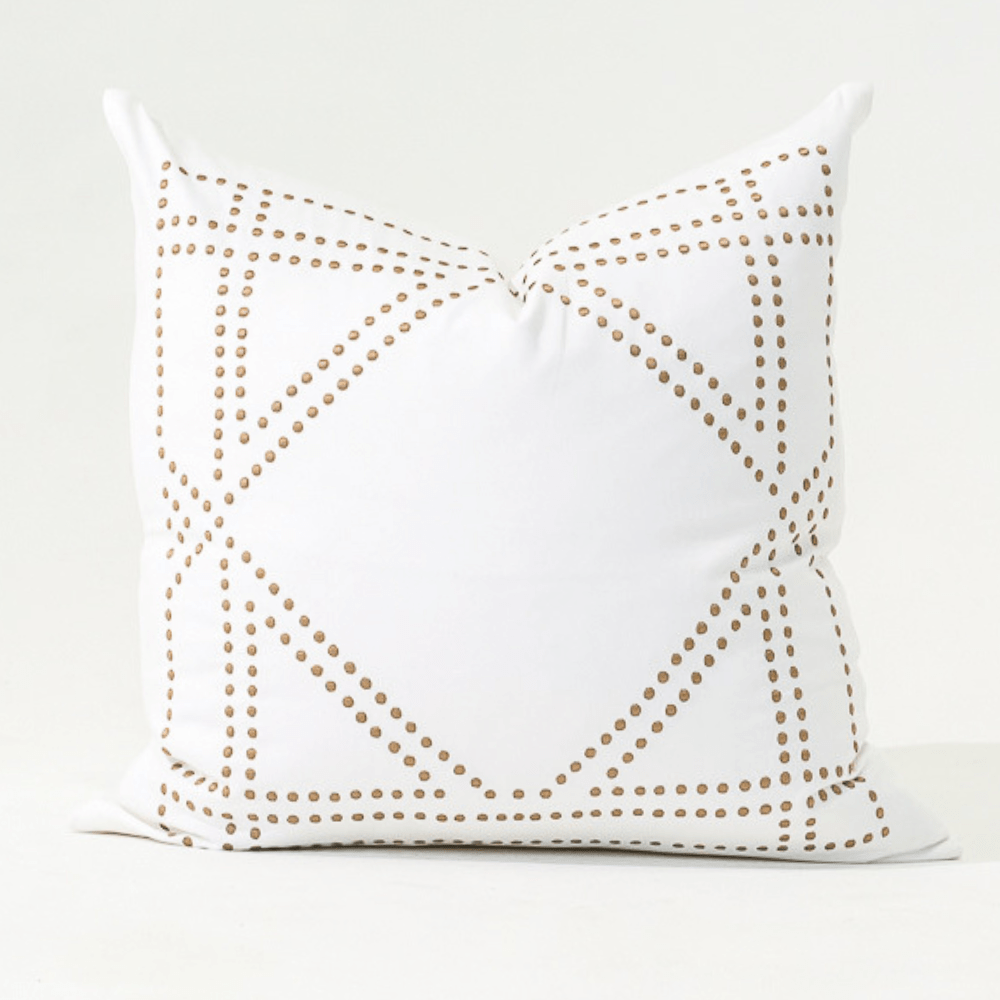 Bandhini Homewear Design Lounge Cushion Dot Frame White Lounge Cushion 55 x 55cm