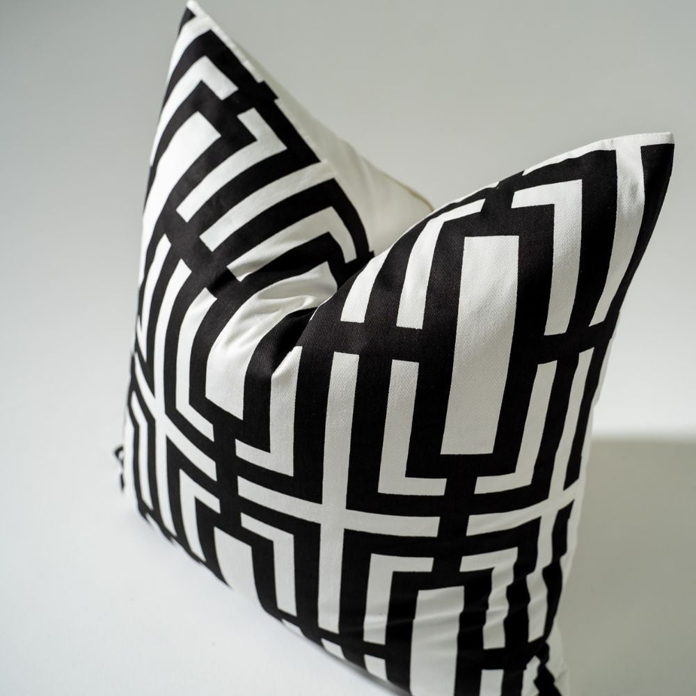 Bandhini Homewear Design Lounge Cushion Jade Screen Black Lounge Cushion 55 x 55cm