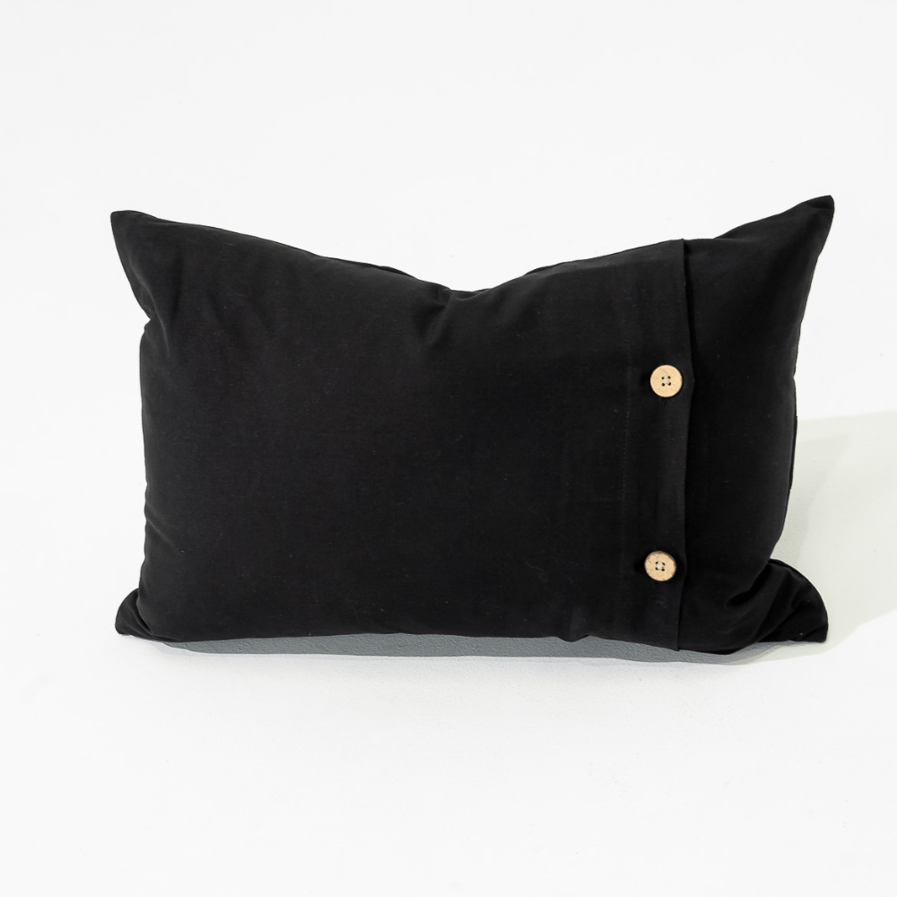 Bandhini Homewear Design Lumber Cushion Cross Patch Black Lumbar Cushion 35 x 53 cm