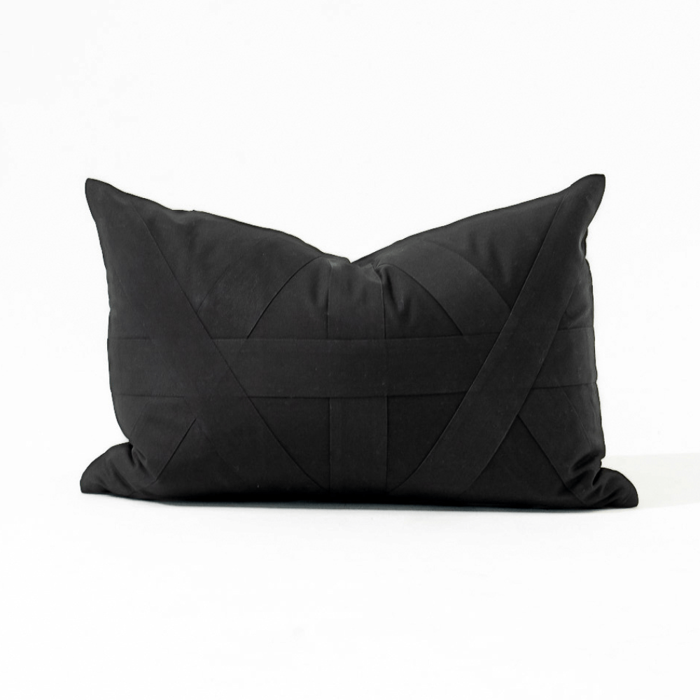 Bandhini Homewear Design Lumber Cushion Cross Patch Black Lumbar Cushion 35 x 53 cm