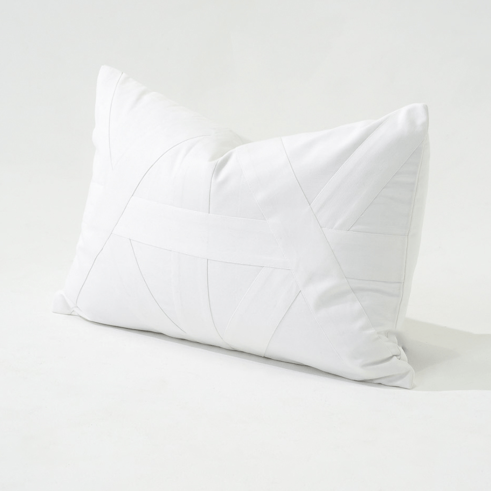 Bandhini Homewear Design Lumber Cushion Cross Patch White Lumbar Cushion 35 x 53 cm