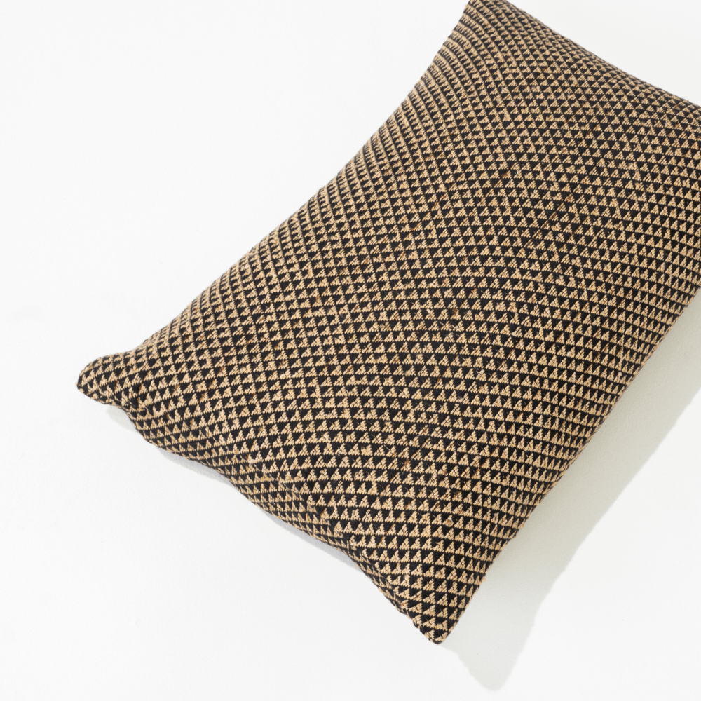 Bandhini Homewear Design Lumber Cushion Weave Pyramid Black Lumbar Cushion 35 x 53 cm