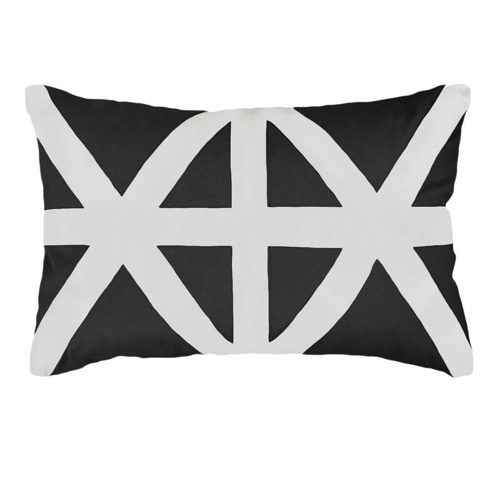 Bandhini - Design House Black / 14 x 21 Inches Cross Patch Lumber Cushion 35 x 53 cm