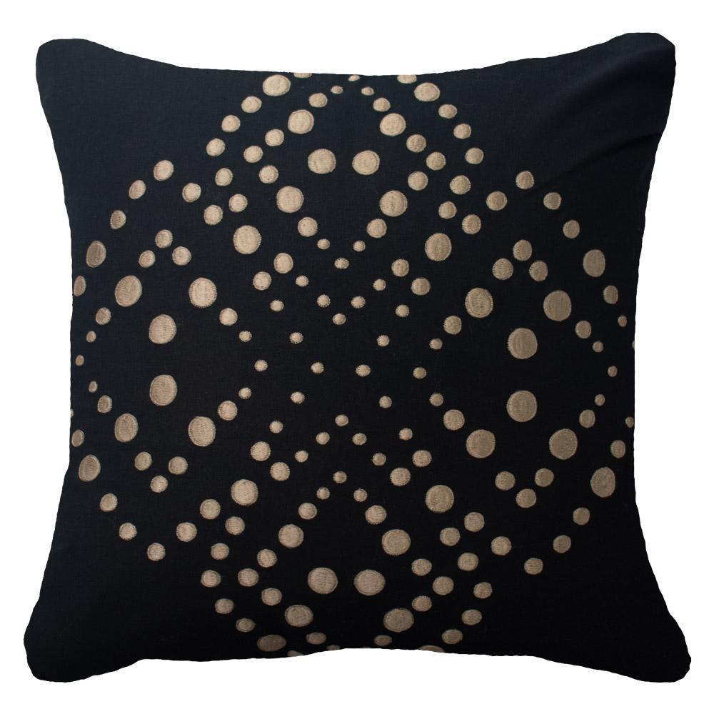 Bandhini - Design House Black / 19 x 19 Inches Dot Flower Medium Cushion 50 x 50cm