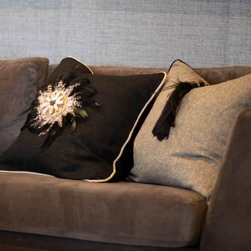 Bandhini - Design House Feather Shell Black Juju Lounge Cushion 55 x 55cm