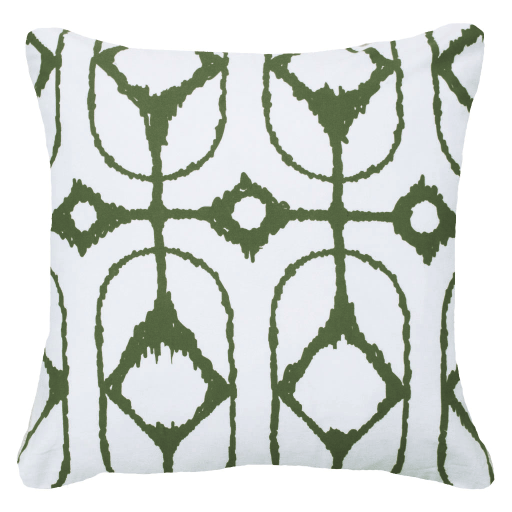 Bandhini - Design House Green / 22 x 22 Inches Outdoor Inner Ikat Diamond Lounge Cushion 55 x 55cm