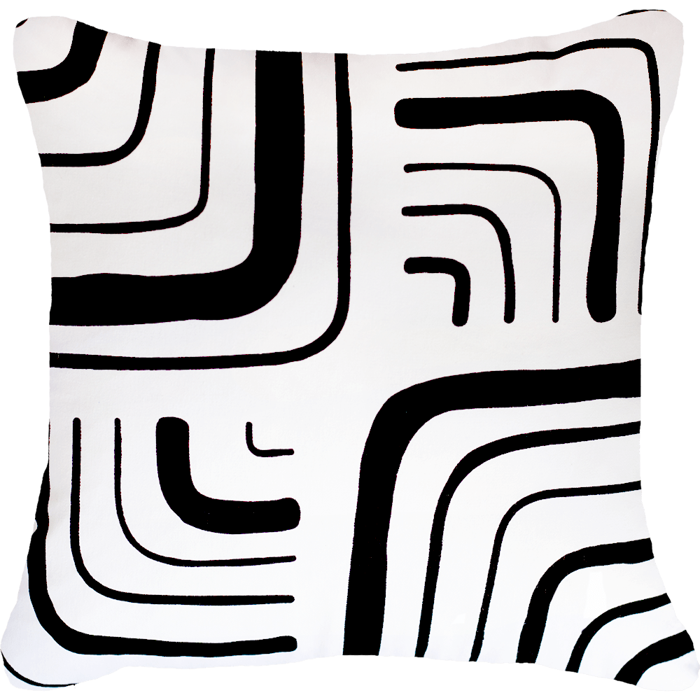 Bandhini - Design House Lounge Cushion 22x22 Inches / White and Black Para Angle Screen Lounge Cushion 55 x 55 cm