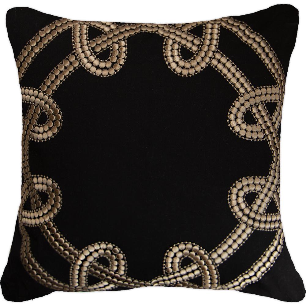 Bandhini - Design House Lounge Cushion Black / 22 x 22 Inches Dot Chain Knot Lounge Cushion 55x55cm