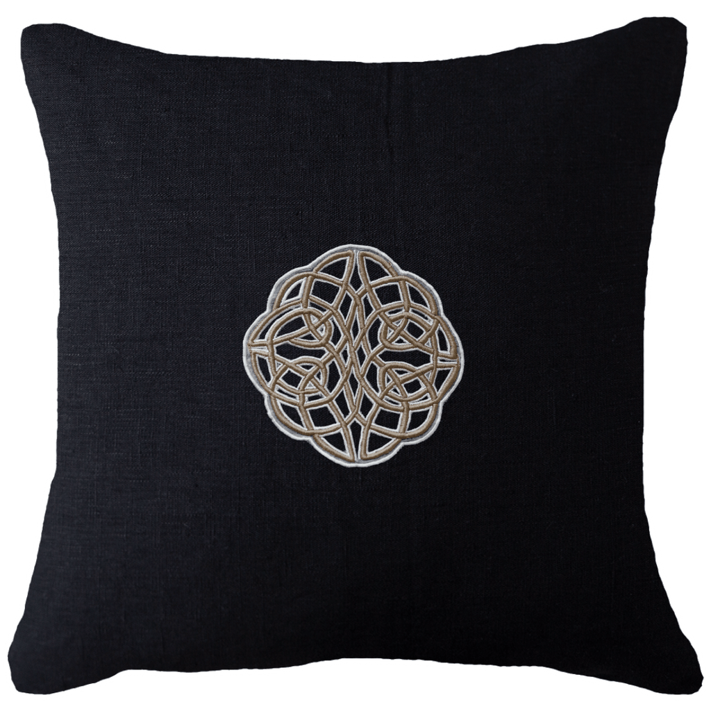Bandhini - Design House Lounge Cushion Black with White Piping Celtic Knot Lounge Cushion 55x55cm
