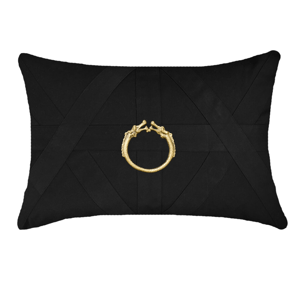 Bandhini - Design House Lumber Cushion Black Dragon Amulet Lumbar Cushion 35 x 53 cm