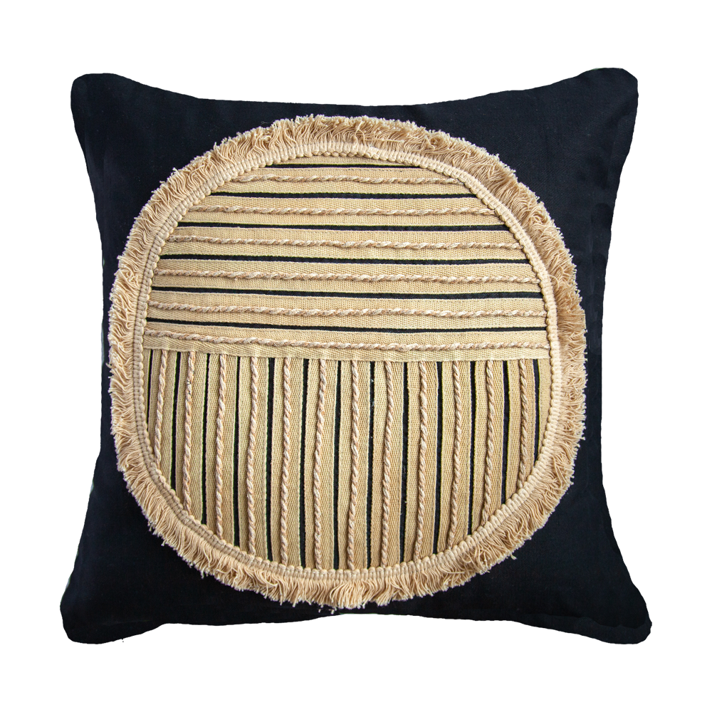Bandhini Design House Medium Cushion 18 x 18 Inches / Black African Moon Medium Cushion 50x50cm