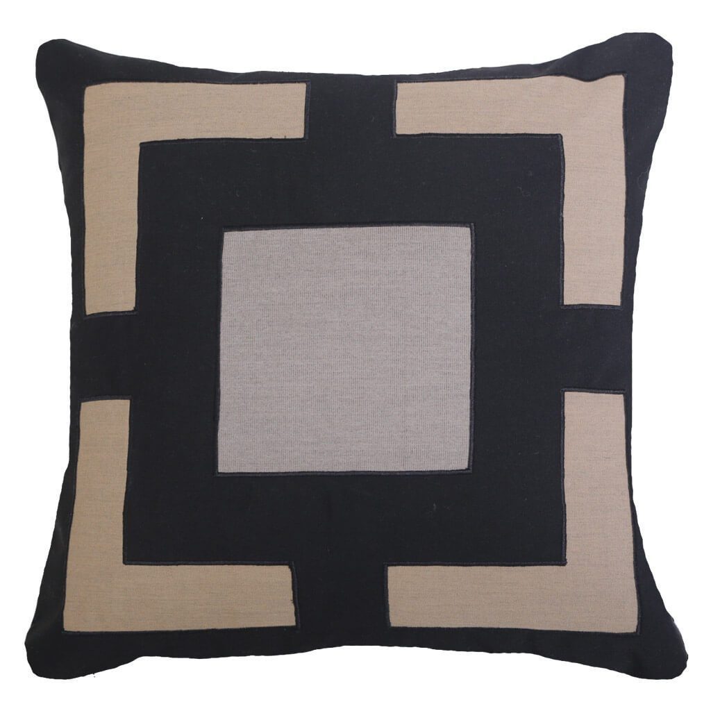 Bandhini - Design House Outdoor Black / 22 x 22 Inches Outdoor Panel Natural Lounge Cushion 55 x 55cm