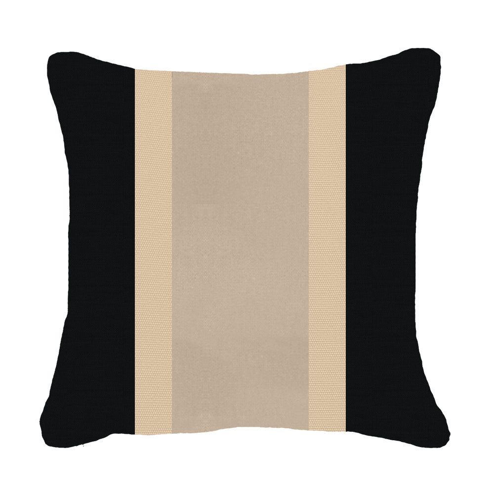 Bandhini - Design House Outdoor Black and Beige / 19 x 19 Inches Outdoor Raffia Medium Cushion 50 x 50cm