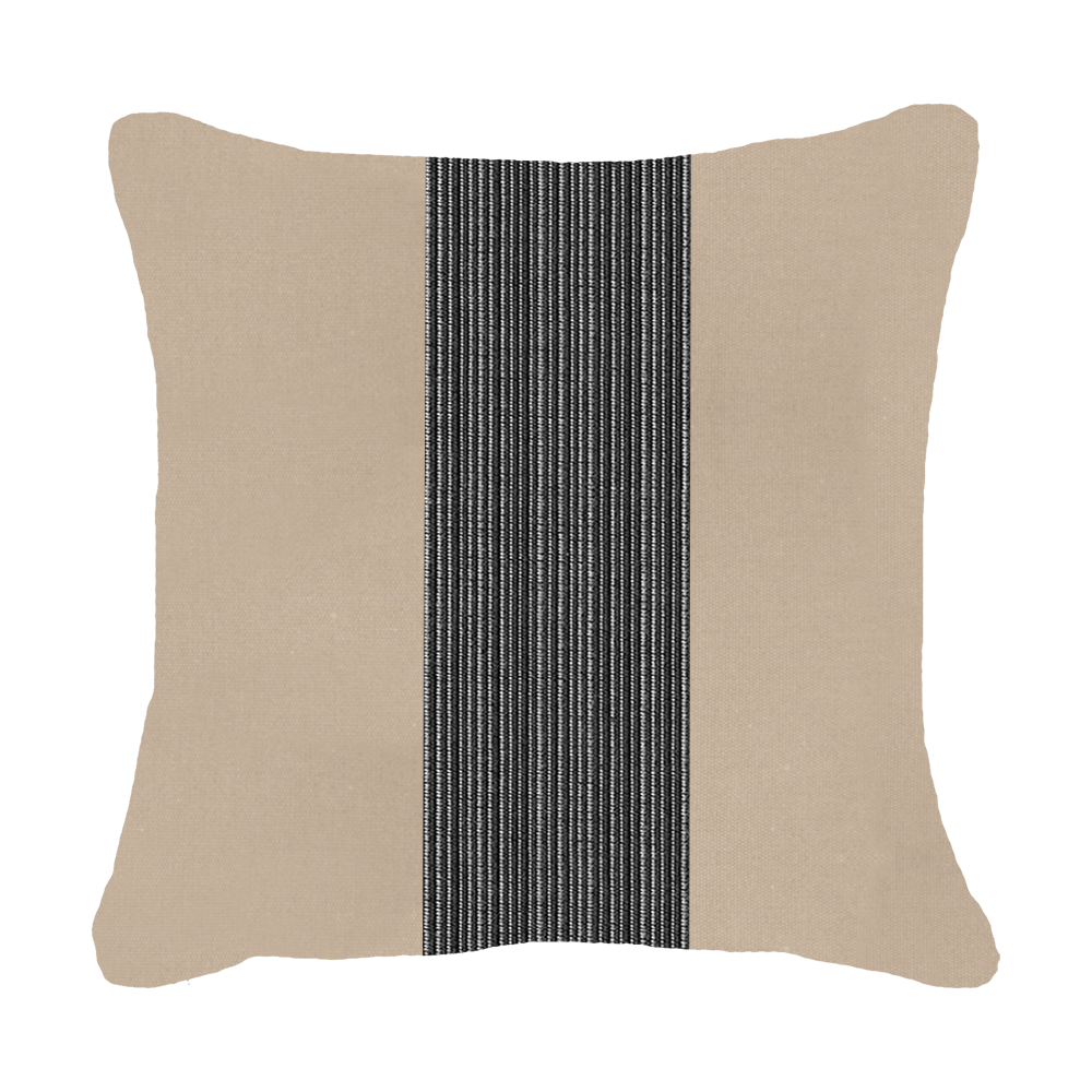 Bandhini Design House Outdoor Cushion 20 x 20 Inches / Beige & Black Outdoor Nautical Stripe Sash Medium Cushion 50 x 50 cm