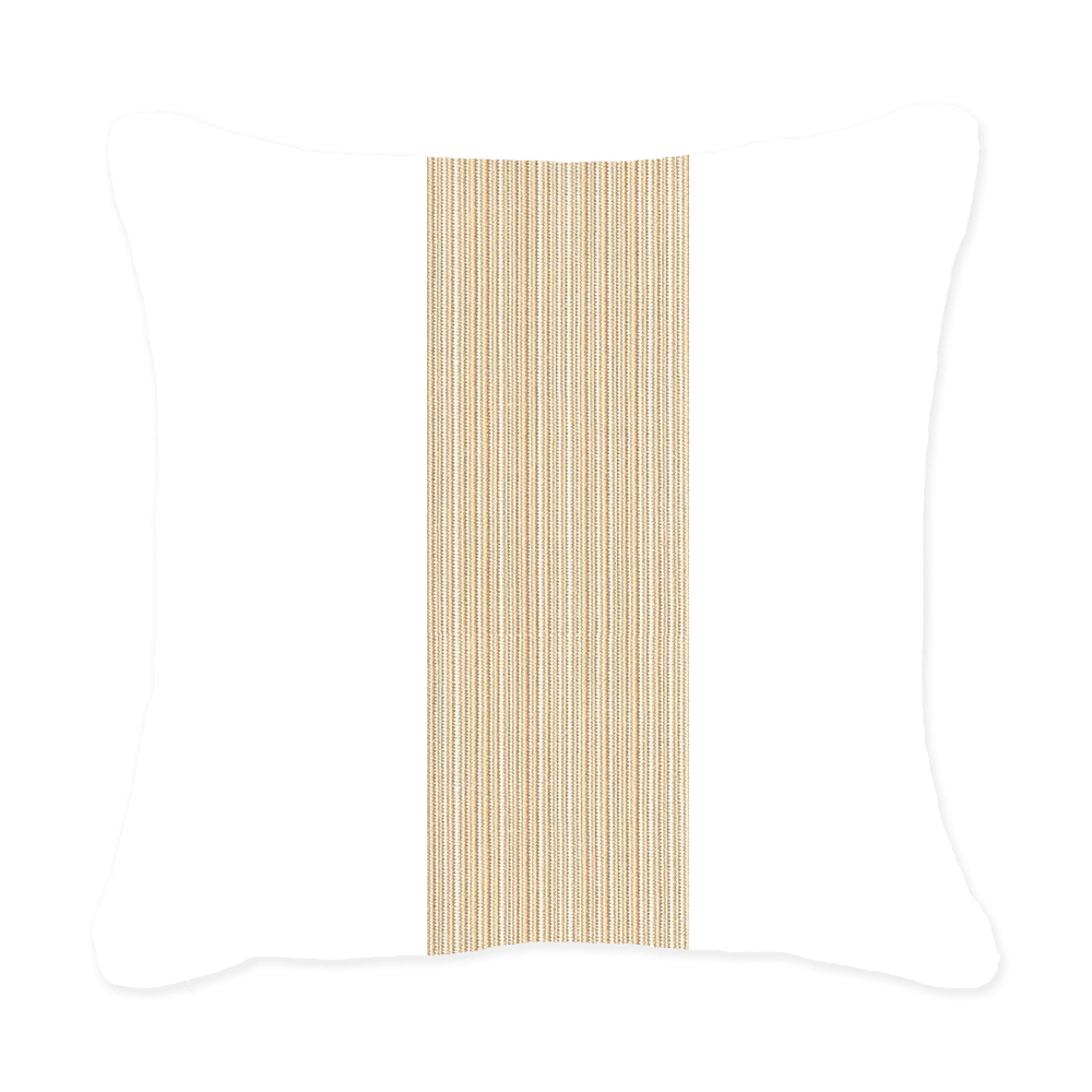 Bandhini Design House Outdoor Cushion 20 x 20 Inches / White & Beige Outdoor Nautical Stripe Sash Medium Cushion 50 x 50 cm