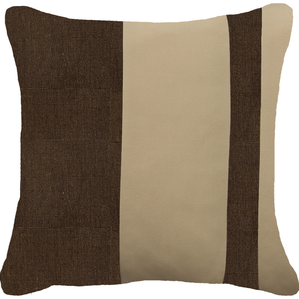 Bandhini - Design House Outdoor Cushion 22 x 22 Inches / Brown and Beige Outdoor Nautical Block Stripe Lounge Cushion 55 x 55cm