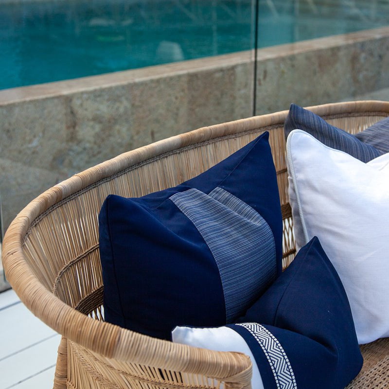 Bandhini Design House Outdoor Cushion Outdoor Nautical Stripe Sash Medium Cushion 50 x 50 cm