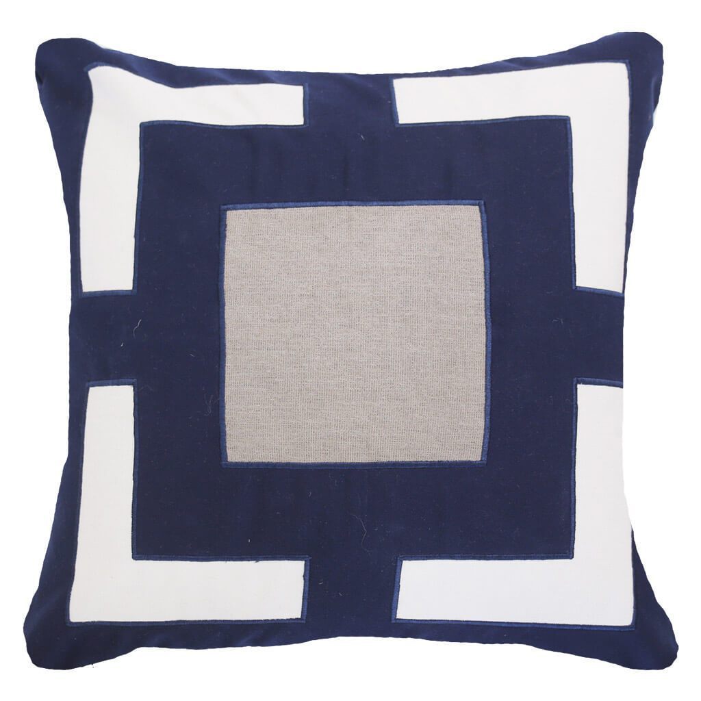 Bandhini - Design House Outdoor Navy / 22 x 22 Inches Outdoor Panel Natural Lounge Cushion 55 x 55cm