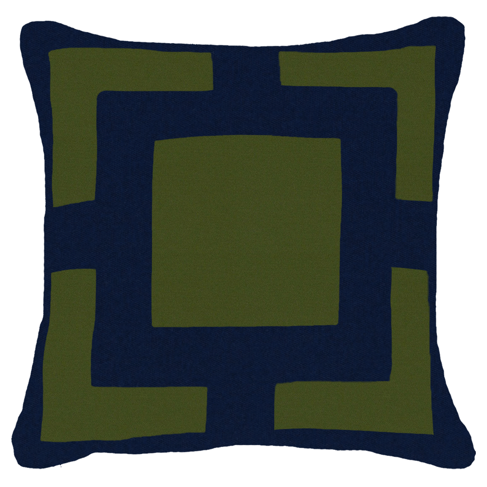 Bandhini - Design House Outdoor Navy and Green / 22 x 22 Inches Outdoor Panel Lounge Cushion 55 x 55cm