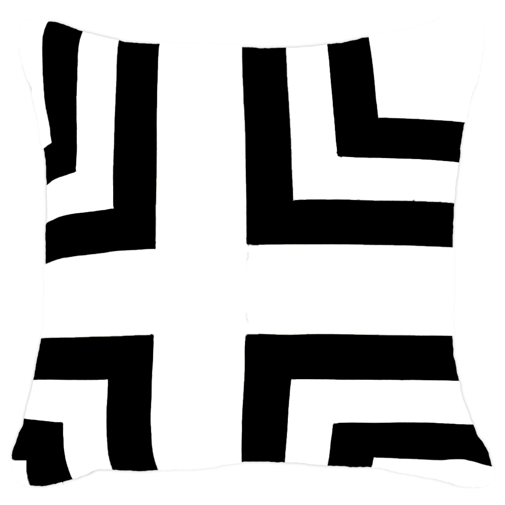 Bandhini - Design House Outdoor White & Black / 22 x 22 Inches Outdoor Regent Cross Lounge Cushion 55 x 55cm