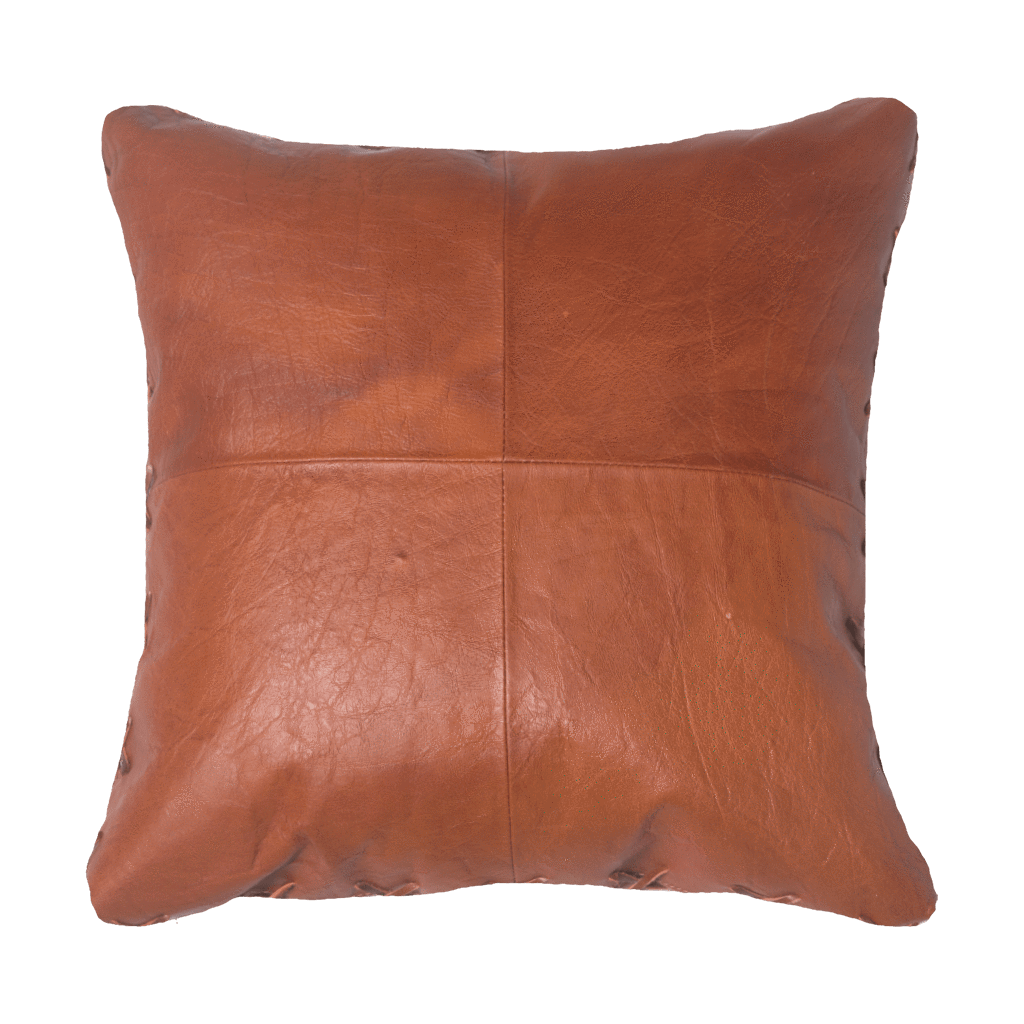 Bandhini - Design House Tan / 22 x 22 Inches Leather Cross Stitch Lounge Cushion 55 x 55 cm