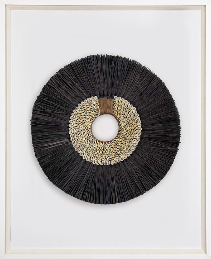 Bandhini Homewear Design Artwork African Shell Ring Coffee & Grass Mat Black on White Artwork 67 x 85 cm