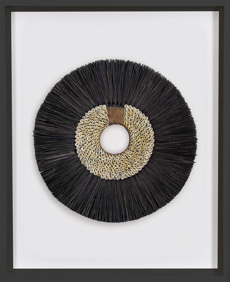 Bandhini Homewear Design Artwork African Shell Ring Coffee & Grass Mat Black on White Artwork 67 x 85 cm