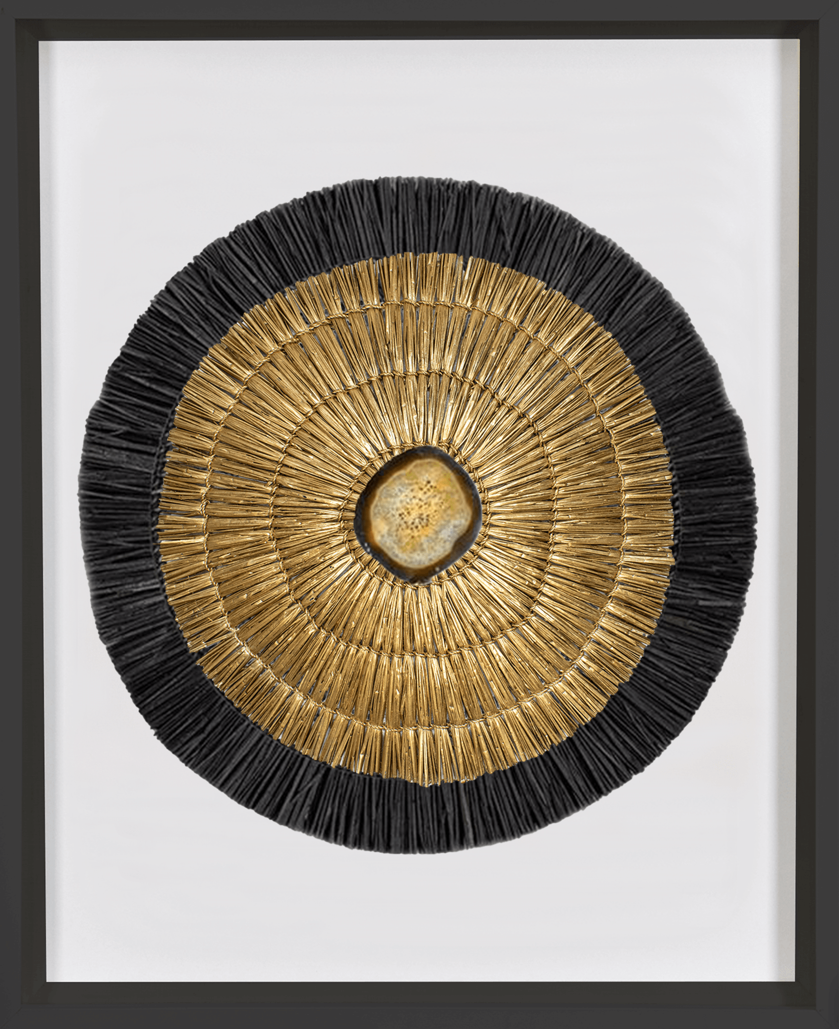 Bandhini Homewear Design Artwork Agate Grass Mat Gold & Black on Linen Artwork 67 x 85 cm