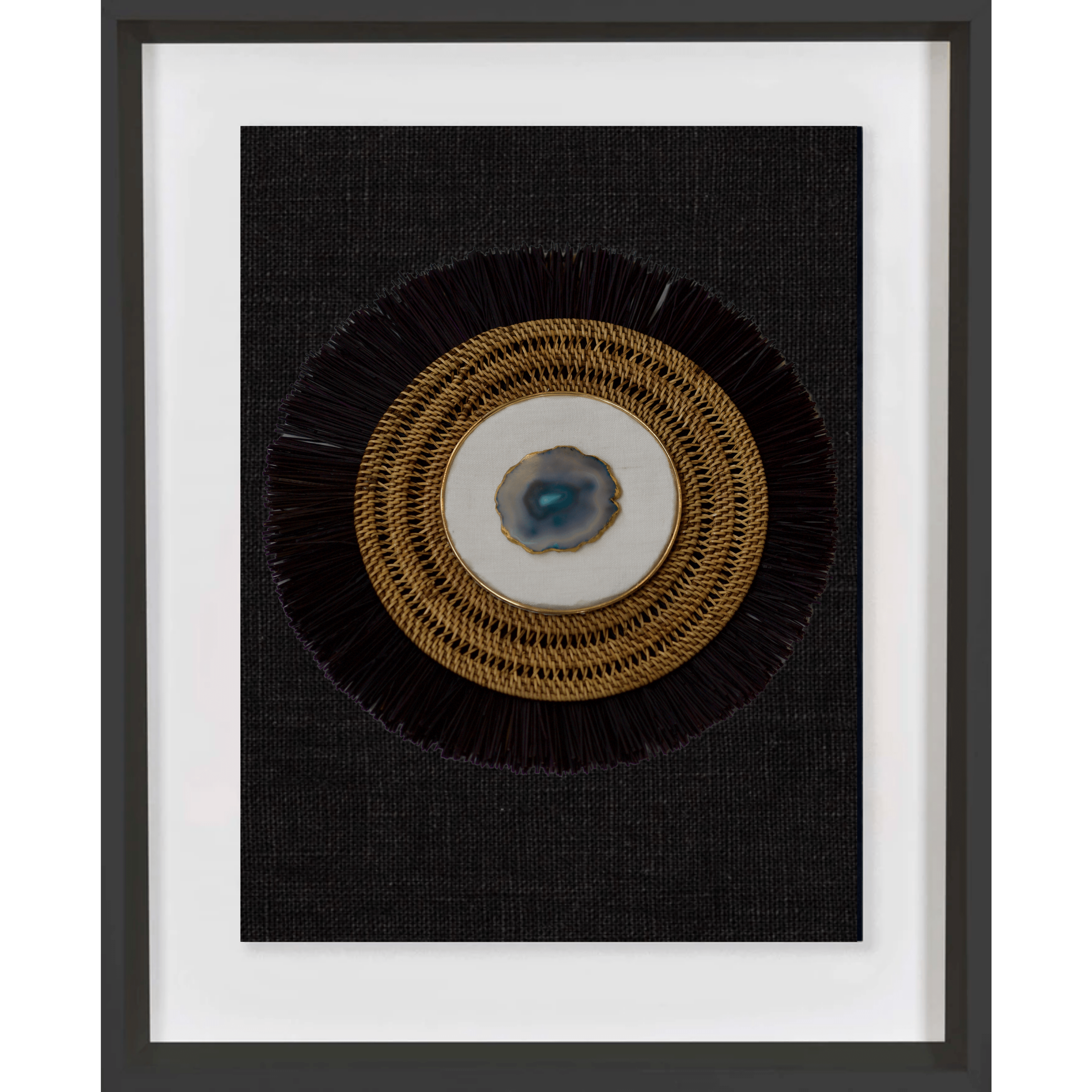 Bandhini Homewear Design Artwork Black / Black Blue Agate on Linen, Black Grass Ring & Placemat Artwork 67 x 85 cm