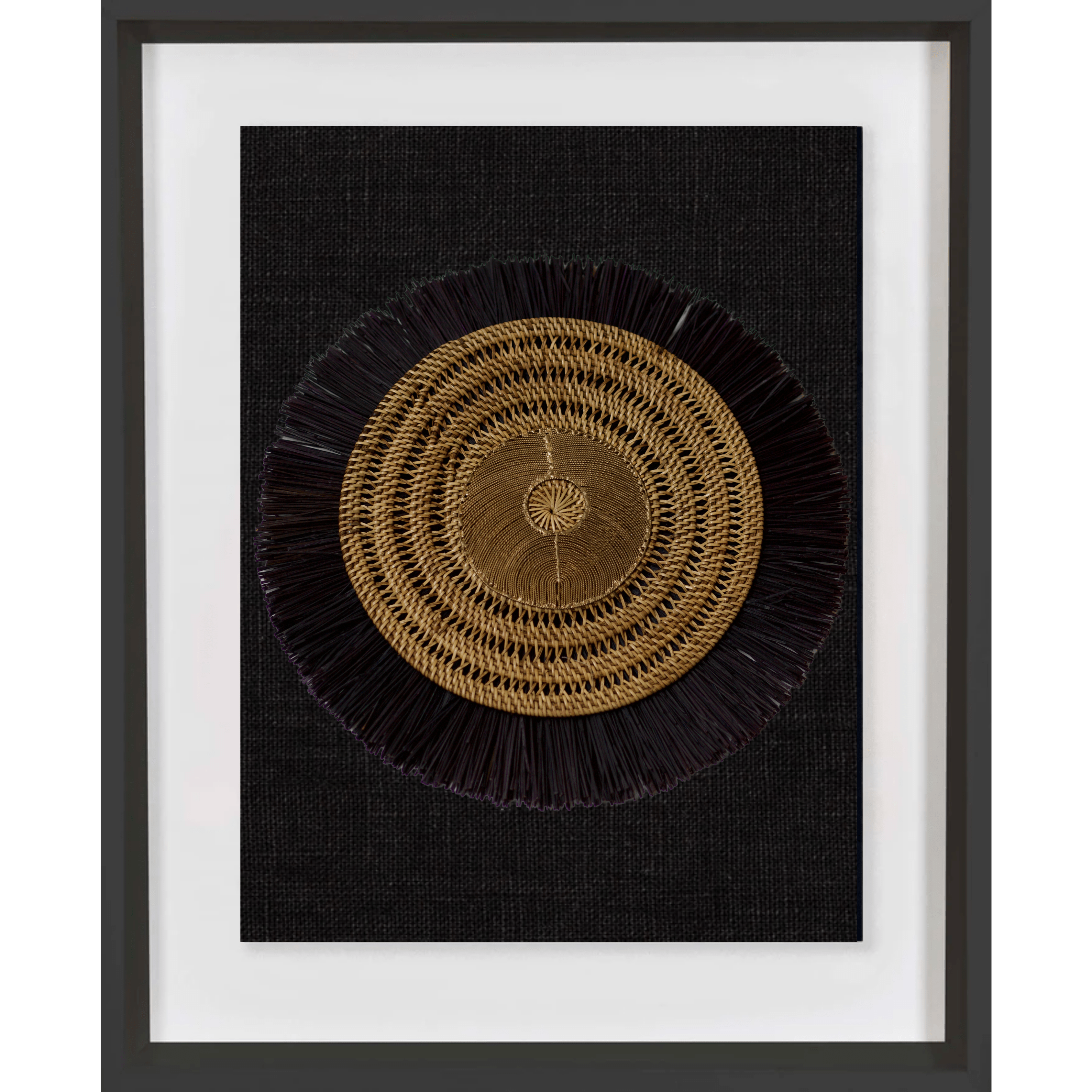 Bandhini Homewear Design Artwork Black / Black Gold Disc, Placemat & Black Grass Ring Artwork 67 x 85 cm