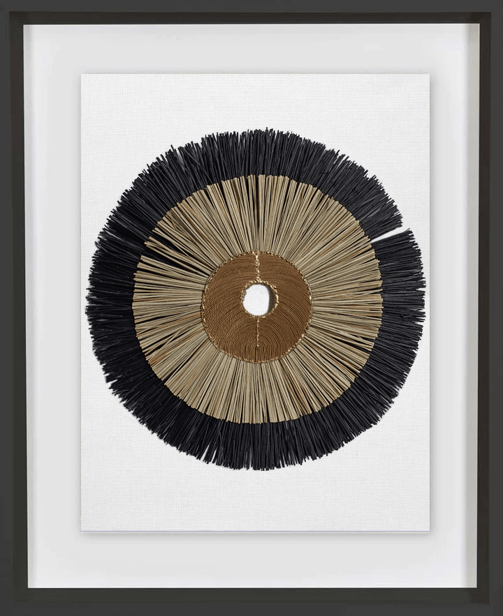 Bandhini Homewear Design Artwork Black Frame / 67 x 85 cm African Disc Bronze & with Black & Natural Grass Ring Artwork 67 x 85 cm