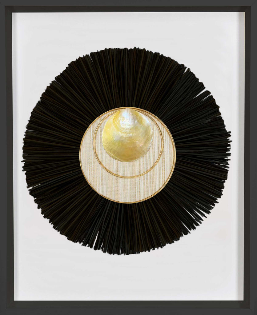 Bandhini Homewear Design Artwork Black Frame / 67 x 85 cm African Shell Disc Gold & Grass Mat Black Artwork 67 x 85 cm