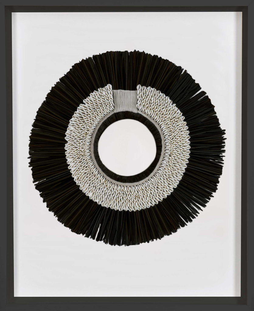 Bandhini Homewear Design Artwork Black Frame / 67 x 85 cm African Shell Ring White & Grass Mat Black on White Artwork 67 x 85 cm