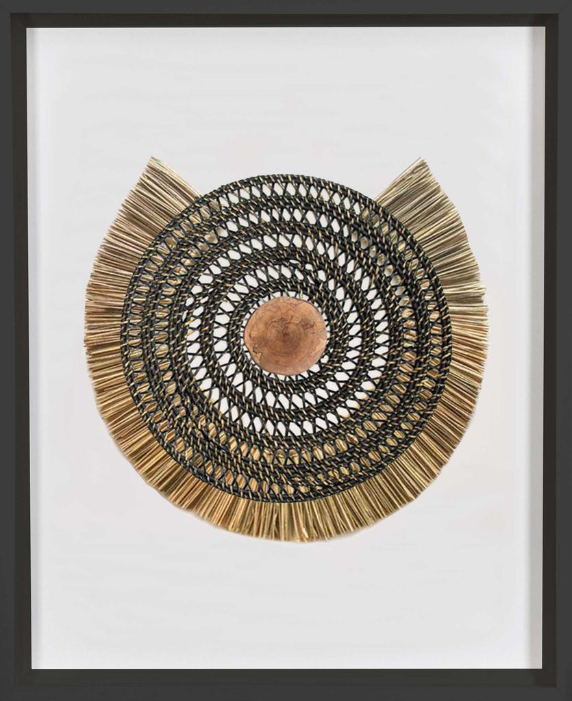 Bandhini Homewear Design Artwork Black Frame / 67 x 85 cm African Wood & Grass Mat Black & Natural Artwork 67 x 85 cm