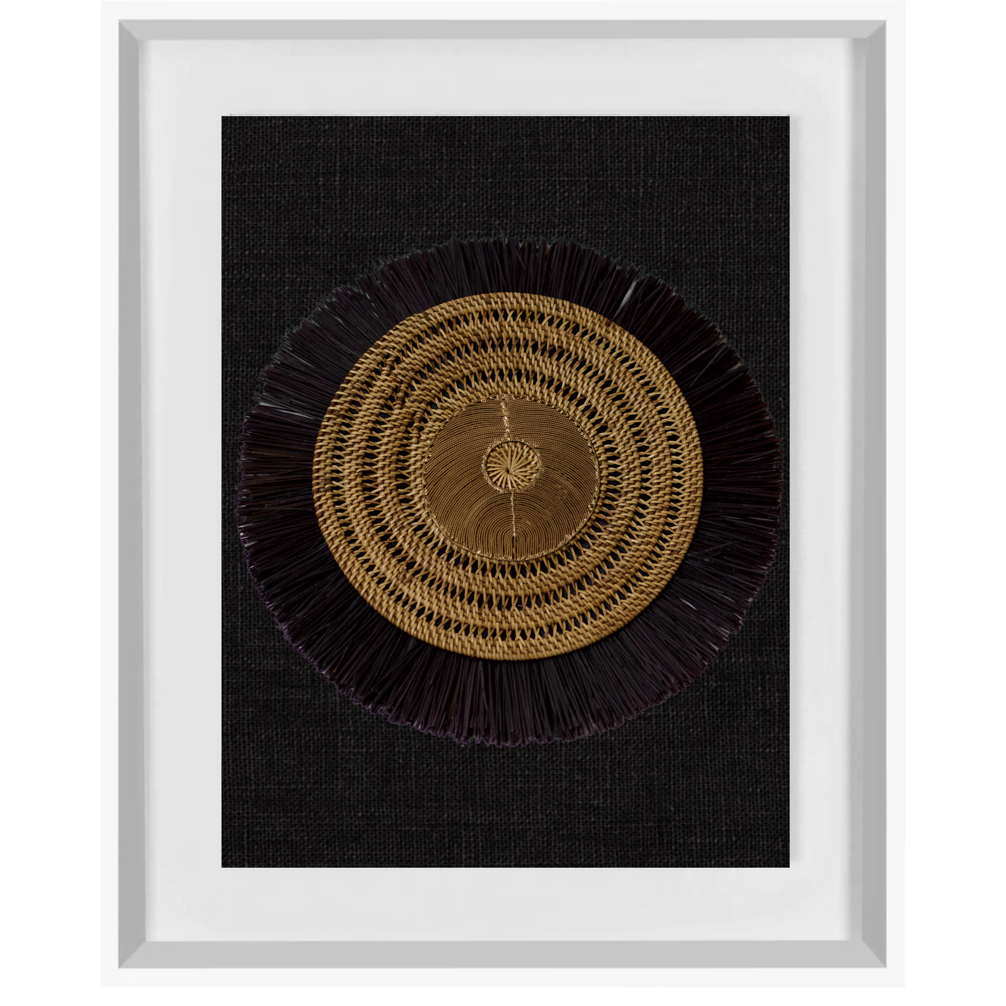 Bandhini Homewear Design Artwork Black / White Gold Disc, Placemat & Black Grass Ring Artwork 67 x 85 cm