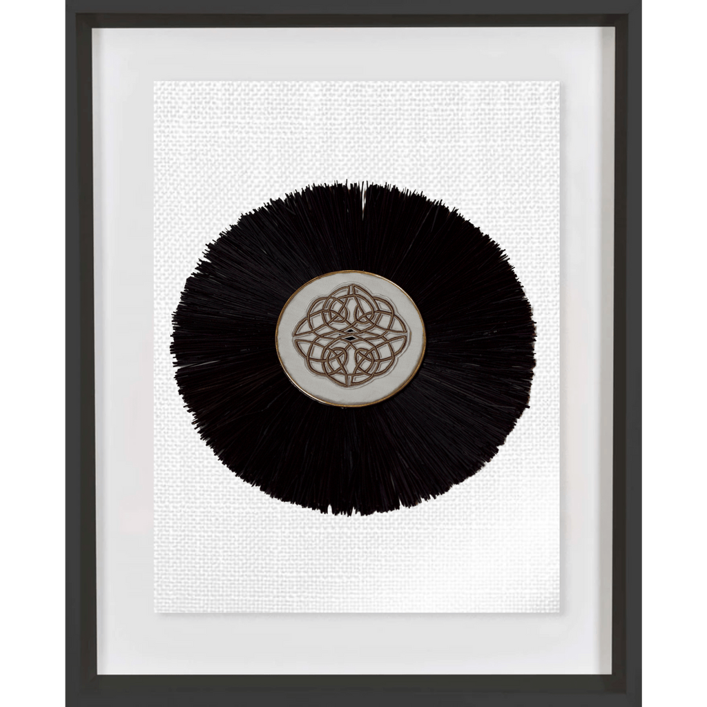Bandhini Homewear Design Artwork White / Black Celtic Knot Black Grass Ring Artwork 67 x 85 cm