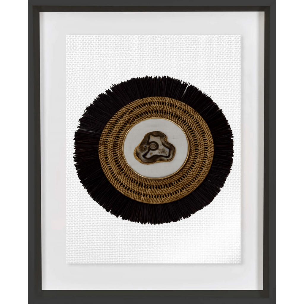 Bandhini Homewear Design Artwork White / Black Smoke Agate on Linen, Black Grass Ring & Placemat Artwork 67 x 85 cm