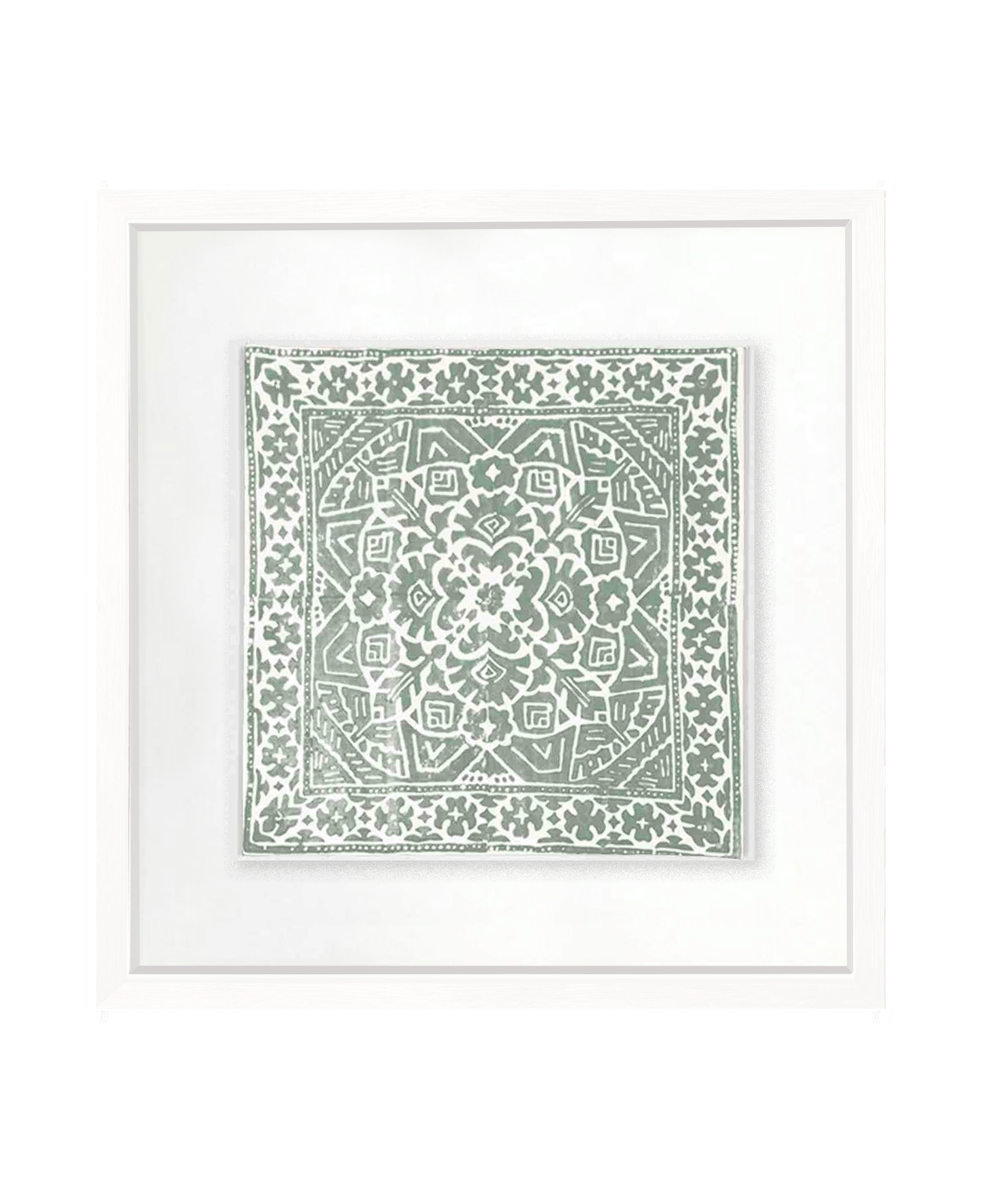 Bandhini Homewear Design Artwork White Frame / 50 x 50 cm Kilim Print Celadon Artwork 52cm x 52cm