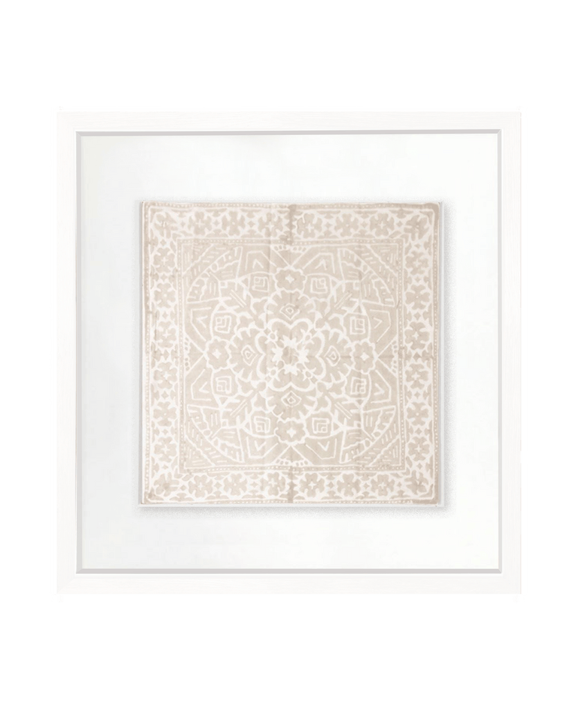 Bandhini Homewear Design Artwork White Frame / 50 x 50 cm Kilim Print Natural Artwork 52cm x 52cm